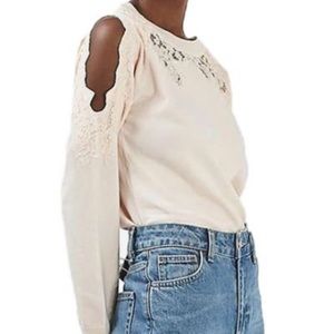 Topshop Lace Cold Shoulder Jumper
